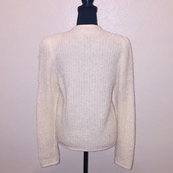 Cream/ivory medium weight knit open cardigan - Picture 3 of 7